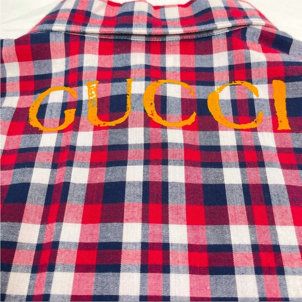 GUCCI Kids Plaid Button Down Shirt 8